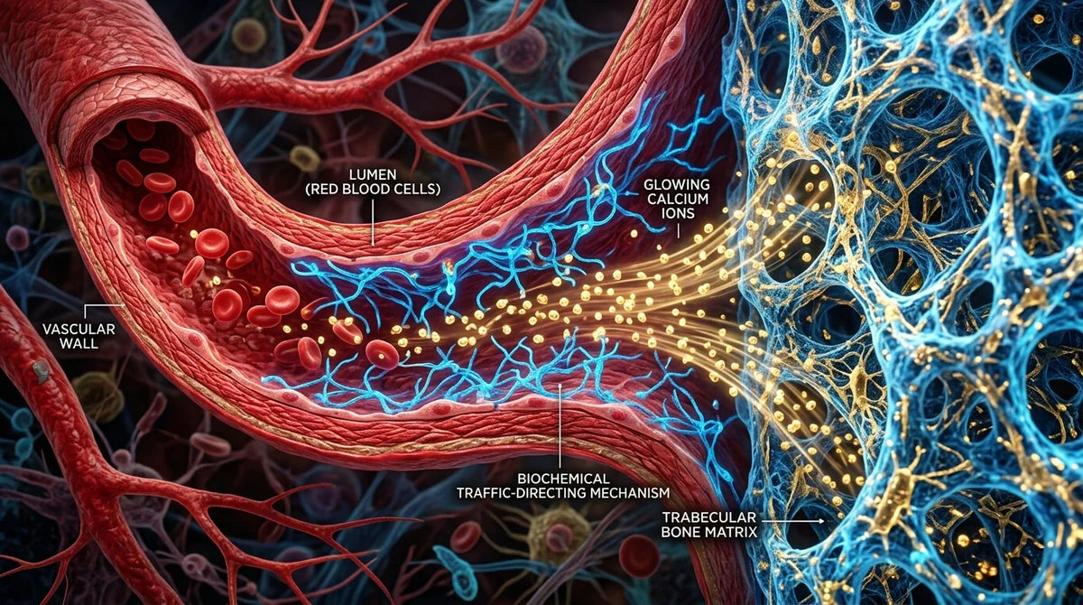 3D molecular render of the vitamin D3 K2 combination in bloodstream