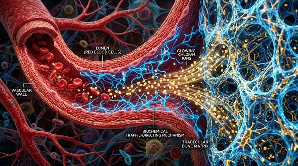 3D molecular render of the vitamin D3 K2 combination in bloodstream